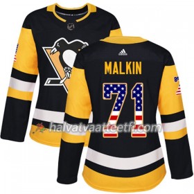 Naisten NHL Pittsburgh Penguins Pelipaita Evgeni Malkin 71 Adidas 2017-2018 Musta USA Flag Fashion Authentic
